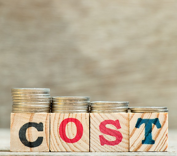 Cost written on wooden blocks